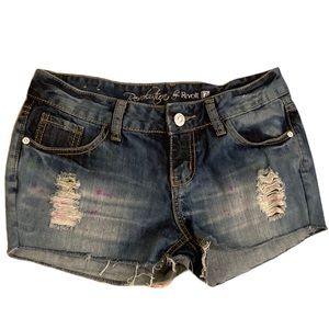 Revolution by Revolt Distressed Denim Paint Splatter Shorts
